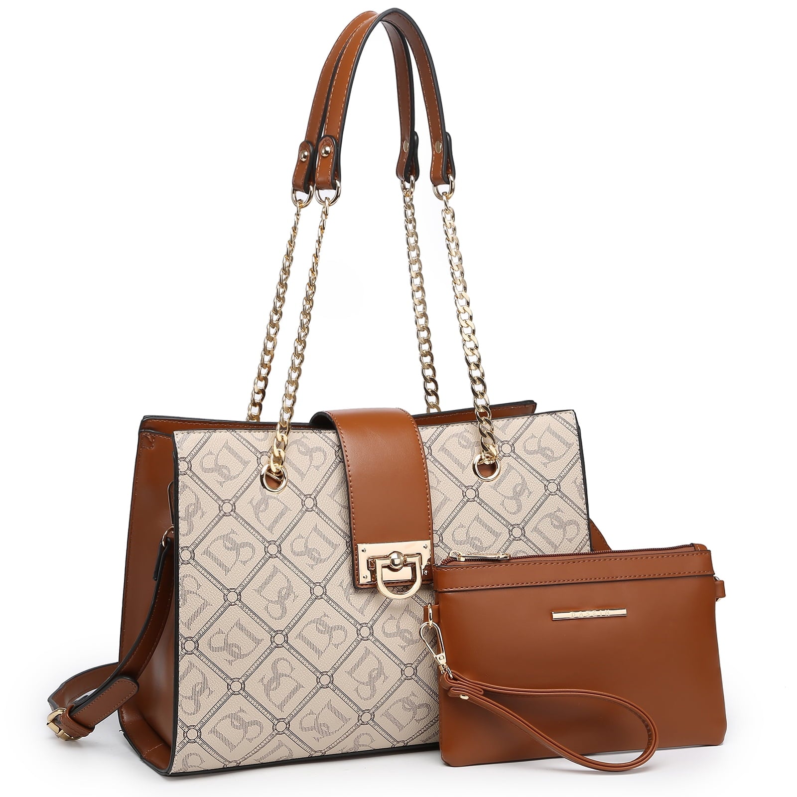 Chic Vegan Leather Hobo Handbag with Matching Clutch - Versatile Tote for Every Occasion